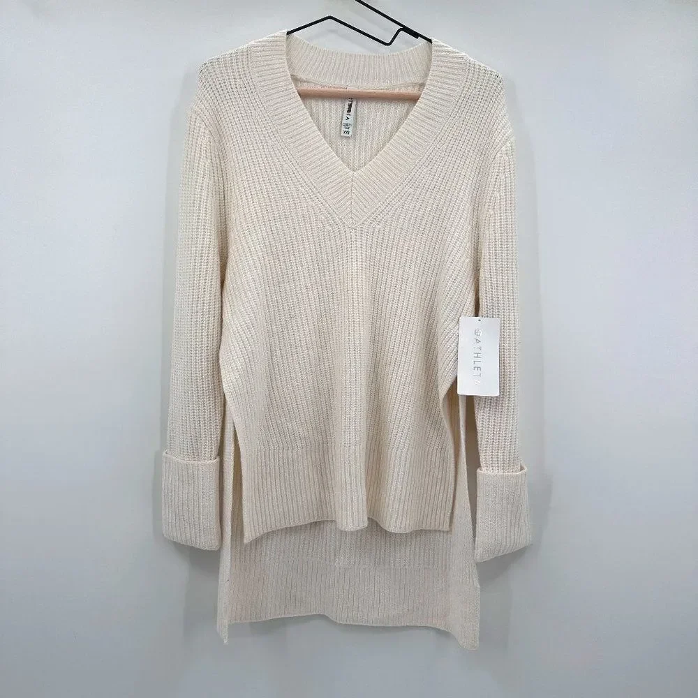 Athleta Shasta V Neck Wool Blend Knit Oversized Sweater XXS